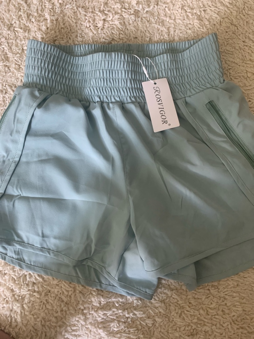 Sea Foam Green Women's Smocked Waist Active Shorts NWT
